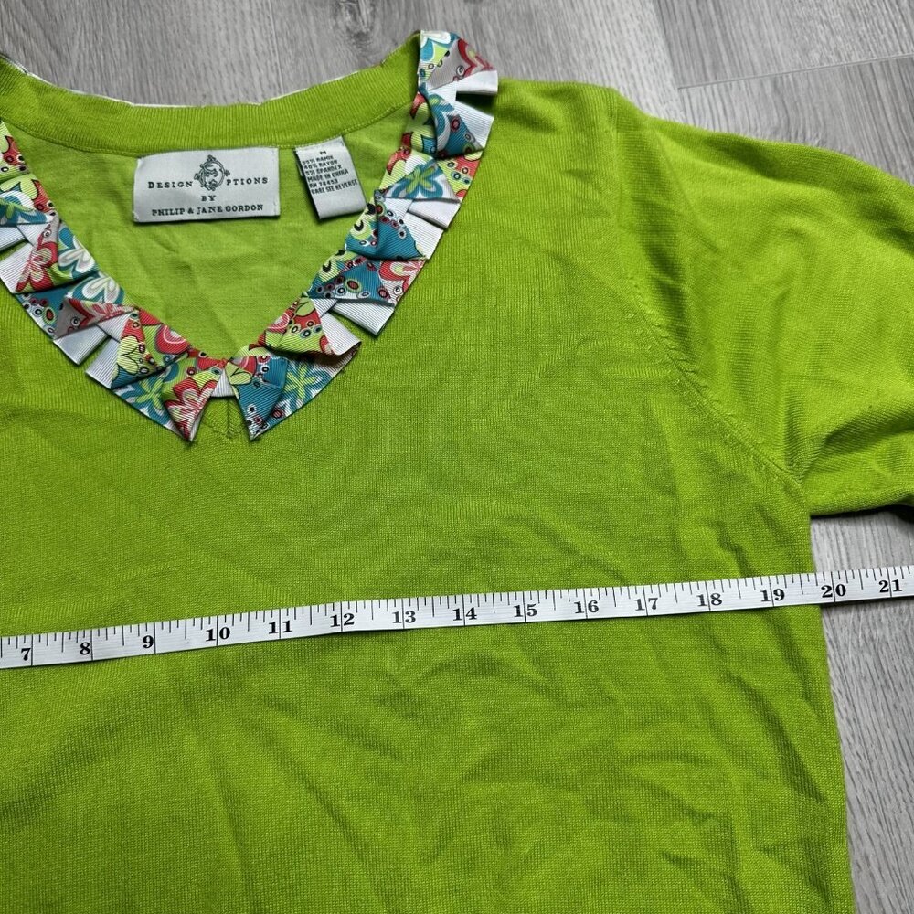 Design‎ Options Philip Jane Gordon Sweater Medium Floral Collar Short Sleeve - Picture 8 of 10